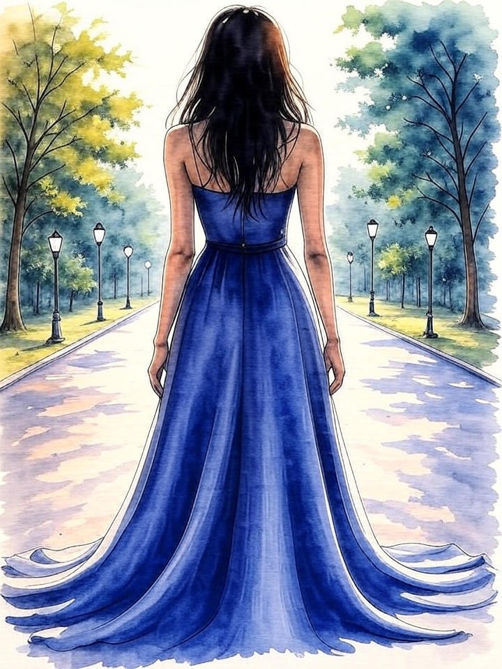 Yaz walking in a beautiful park setting